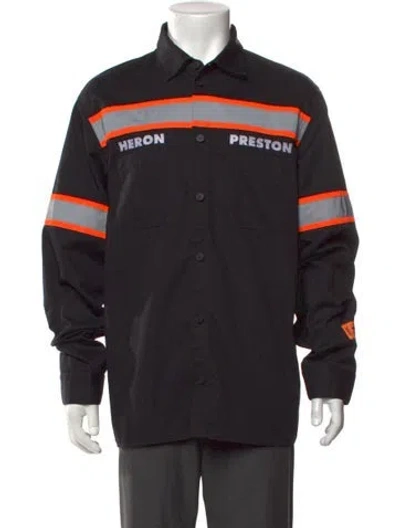 Pre-owned Heron Preston Graphic Print Collar Sweatshirt In Black