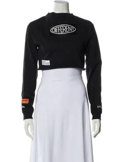 Pre-owned Heron Preston Graphic Print Crew Neck Crop Top In Black