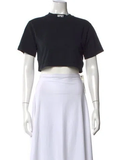 Pre-owned Heron Preston Graphic Print Crew Neck Crop Top In Black