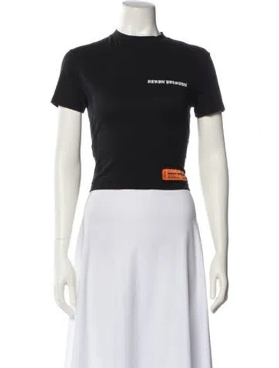 Pre-owned Heron Preston Graphic Print Crew Neck Crop Top In Blue