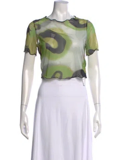Pre-owned Heron Preston Graphic Print Crew Neck Crop Top In Green