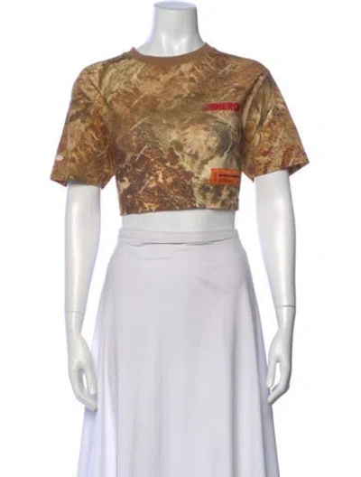 Pre-owned Heron Preston Graphic Print Crew Neck Crop Top In Neutral