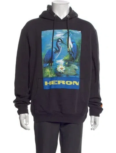 Pre-owned Heron Preston Graphic Print Crew Neck Hoodie In Black