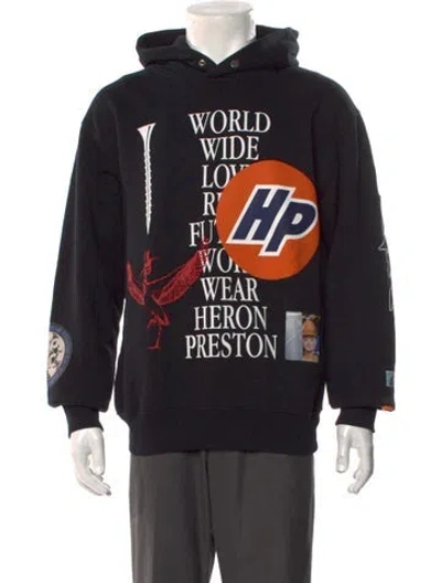 Pre-owned Heron Preston Graphic Print Crew Neck Hoodie In Black