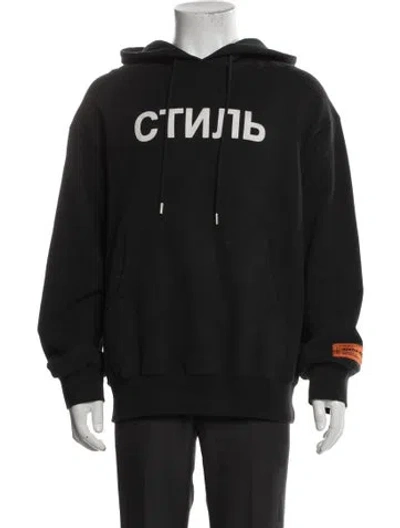 Pre-owned Heron Preston Graphic Print Crew Neck Hoodie In Black