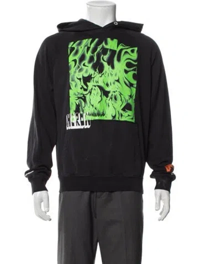 Pre-owned Heron Preston Graphic Print Crew Neck Hoodie In Black