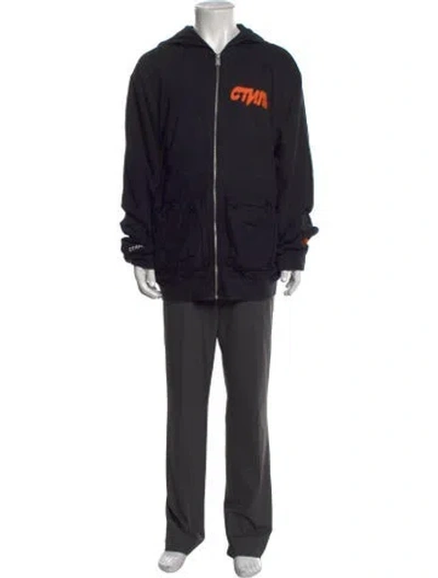 Pre-owned Heron Preston Graphic Print Crew Neck Hoodie In Black