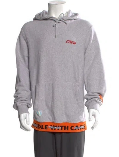 Pre-owned Heron Preston Graphic Print Crew Neck Hoodie In Gray