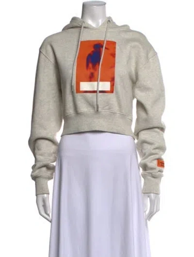 Pre-owned Heron Preston Graphic Print Crew Neck Hoodie In Grey