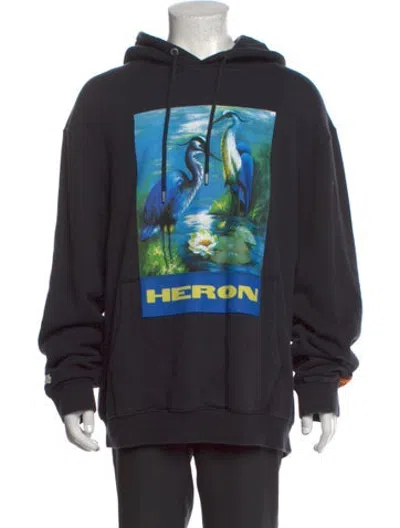 Pre-owned Heron Preston Graphic Print Crew Neck Hoodie In Grey