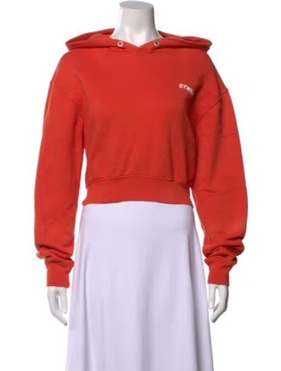 Pre-owned Heron Preston Graphic Print Crew Neck Hoodie In Orange