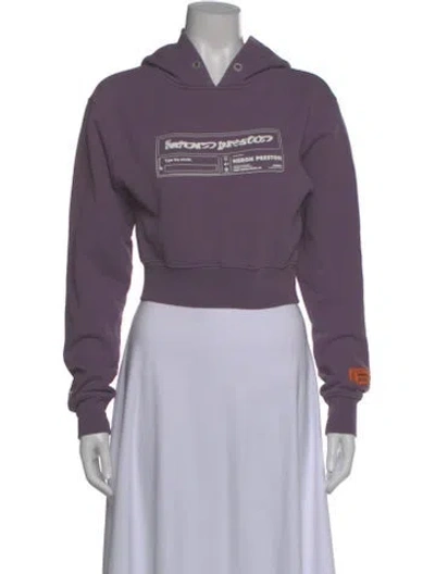 Pre-owned Heron Preston Graphic Print Crew Neck Hoodie In Purple