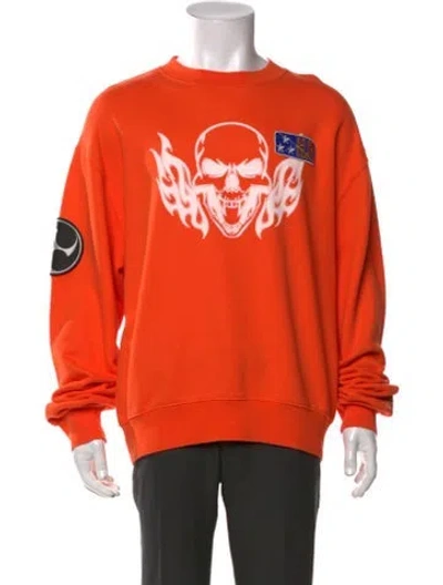 Pre-owned Heron Preston Graphic Print Crew Neck Pullover In Orange