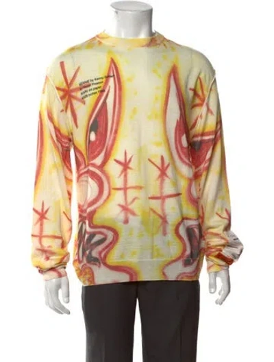 Pre-owned Heron Preston Graphic Print Crew Neck Pullover In Yellow