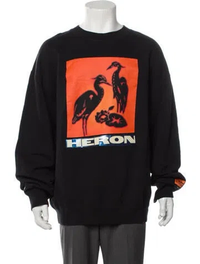Pre-owned Heron Preston Graphic Print Crew Neck Sweatshirt In Black