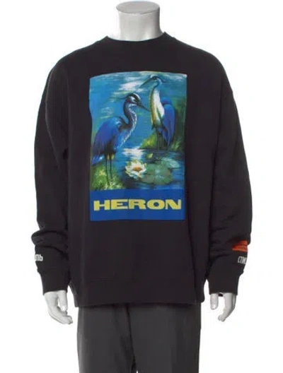Pre-owned Heron Preston Graphic Print Crew Neck Sweatshirt In Black