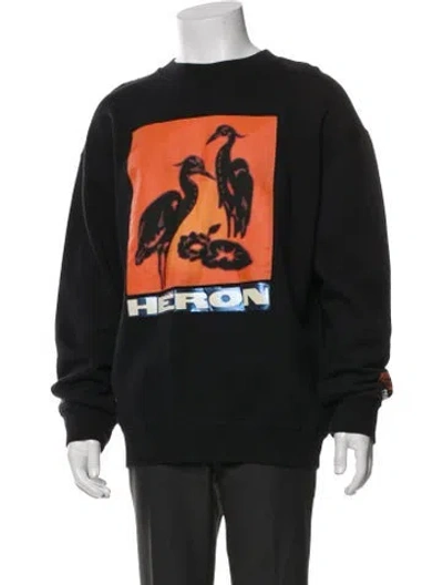 Pre-owned Heron Preston Graphic Print Crew Neck Sweatshirt In Black