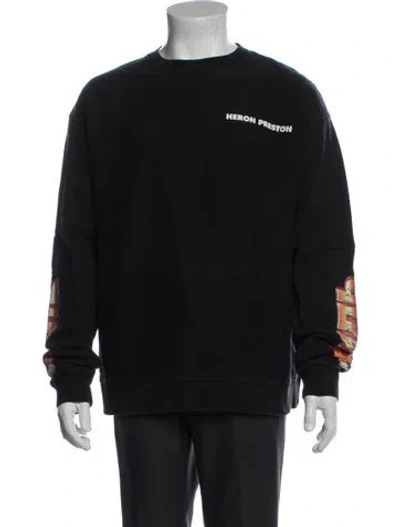 Pre-owned Heron Preston Graphic Print Crew Neck Sweatshirt In Black