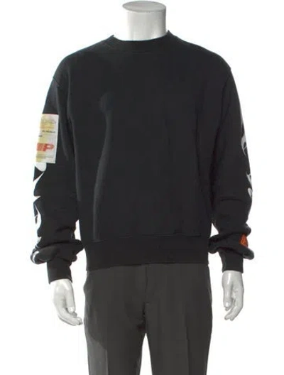 Pre-owned Heron Preston Graphic Print Crew Neck Sweatshirt In Black