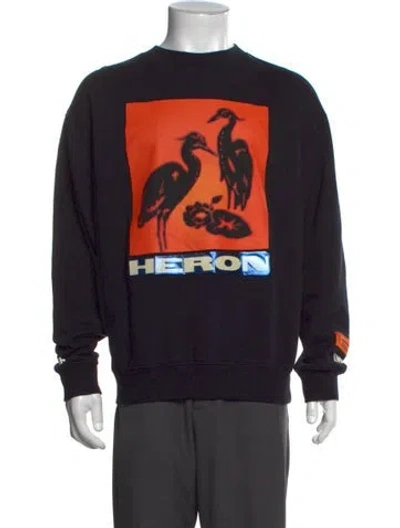 Pre-owned Heron Preston Graphic Print Crew Neck Sweatshirt In Black