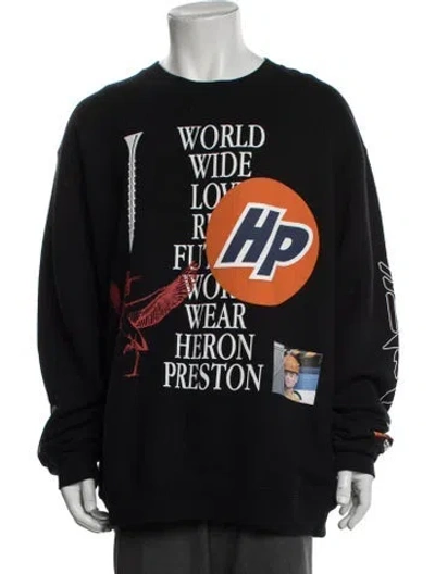 Pre-owned Heron Preston Graphic Print Crew Neck Sweatshirt In Black