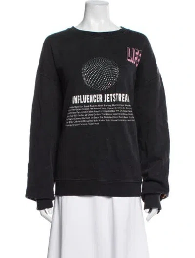 Pre-owned Heron Preston Graphic Print Crew Neck Sweatshirt In Blue