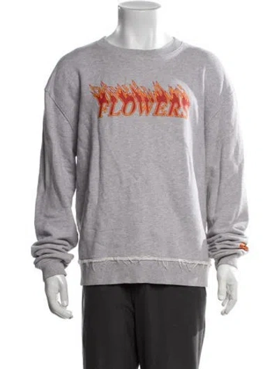Pre-owned Heron Preston Graphic Print Crew Neck Sweatshirt In Grey