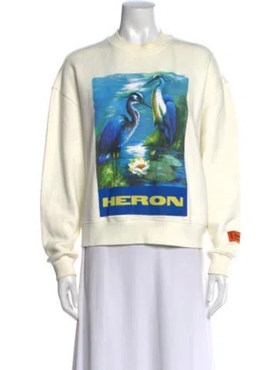 Pre-owned Heron Preston Graphic Print Crew Neck Sweatshirt In Neutral