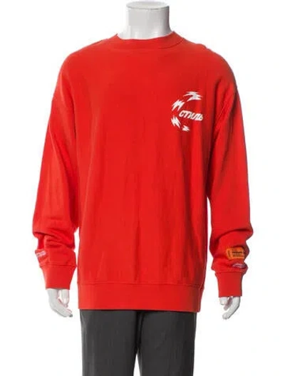 Pre-owned Heron Preston Graphic Print Crew Neck Sweatshirt In Orange