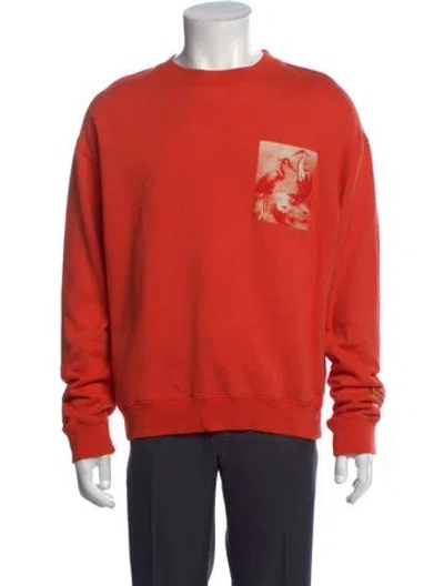 Pre-owned Heron Preston Graphic Print Crew Neck Sweatshirt In Orange