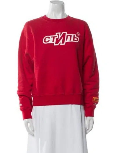 Pre-owned Heron Preston Graphic Print Crew Neck Sweatshirt In Red