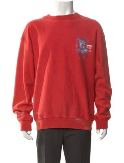 Pre-owned Heron Preston Graphic Print Crew Neck Sweatshirt In Red