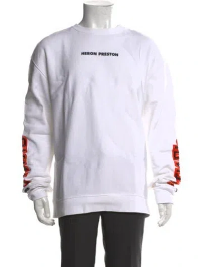 Pre-owned Heron Preston Graphic Print Crew Neck Sweatshirt In White