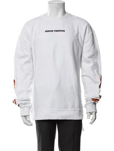 Pre-owned Heron Preston Graphic Print Crew Neck Sweatshirt In White