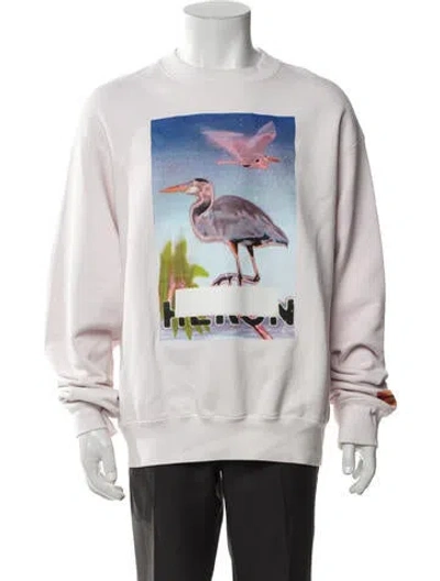 Pre-owned Heron Preston Graphic Print Crew Neck Sweatshirt In White