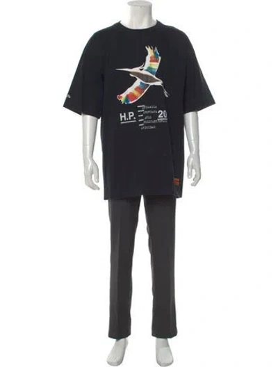 Pre-owned Heron Preston Graphic Print Crew Neck T-shirt In Black