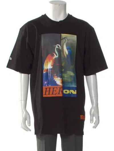 Pre-owned Heron Preston Graphic Print Crew Neck T-shirt In Black