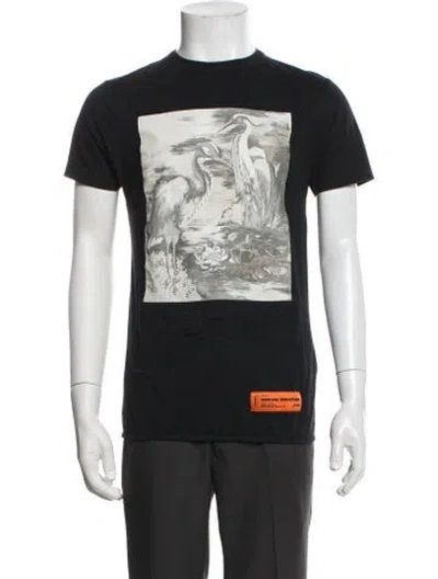 Pre-owned Heron Preston Graphic Print Crew Neck T-shirt In Black