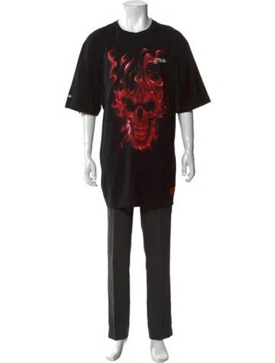 Pre-owned Heron Preston Graphic Print Crew Neck T-shirt In Black
