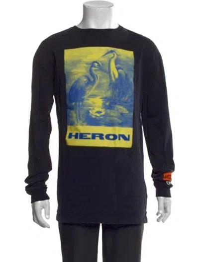 Pre-owned Heron Preston Graphic Print Crew Neck T-shirt In Black