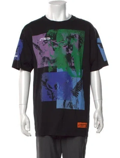 Pre-owned Heron Preston Graphic Print Crew Neck T-shirt In Black