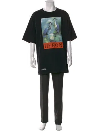 Pre-owned Heron Preston Graphic Print Crew Neck T-shirt In Black