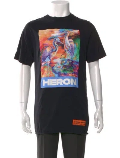 Pre-owned Heron Preston Graphic Print Crew Neck T-shirt In Black