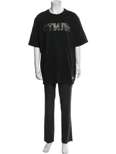 Pre-owned Heron Preston Graphic Print Crew Neck T-shirt In Black