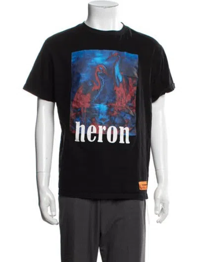 Pre-owned Heron Preston Graphic Print Crew Neck T-shirt In Black/blue