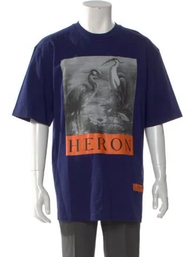 Pre-owned Heron Preston Graphic Print Crew Neck T-shirt In Blue