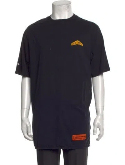 Pre-owned Heron Preston Graphic Print Crew Neck T-shirt In Blue