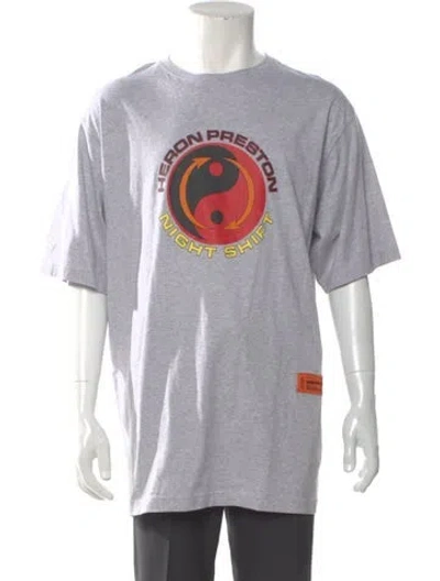 Pre-owned Heron Preston Graphic Print Crew Neck T-shirt In Gray