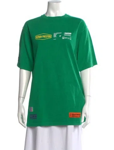 Pre-owned Heron Preston Graphic Print Crew Neck T-shirt In Green