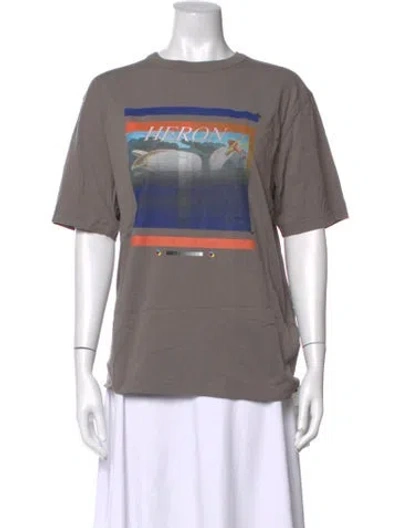 Pre-owned Heron Preston Graphic Print Crew Neck T-shirt In Grey